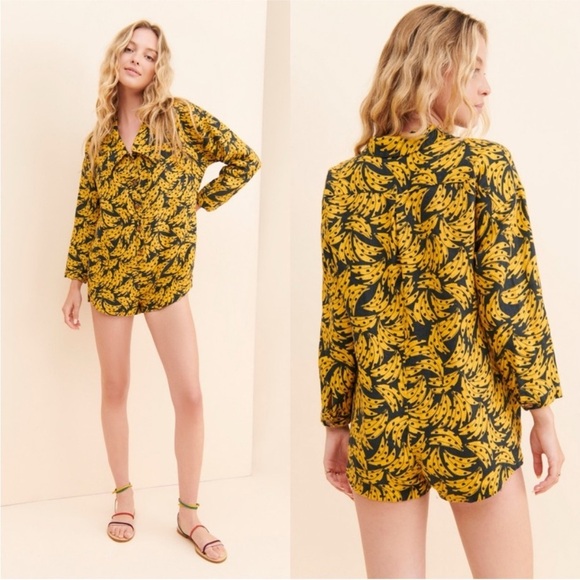 Farm Rio long sleeve banana romper NEW